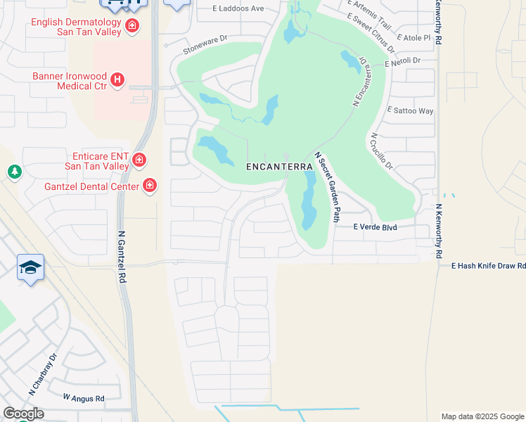 map of restaurants, bars, coffee shops, grocery stores, and more near 36254 North Desert Tea Drive in San Tan Valley