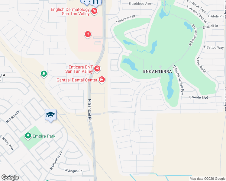 map of restaurants, bars, coffee shops, grocery stores, and more near 115 East Catalina Lane in San Tan Valley