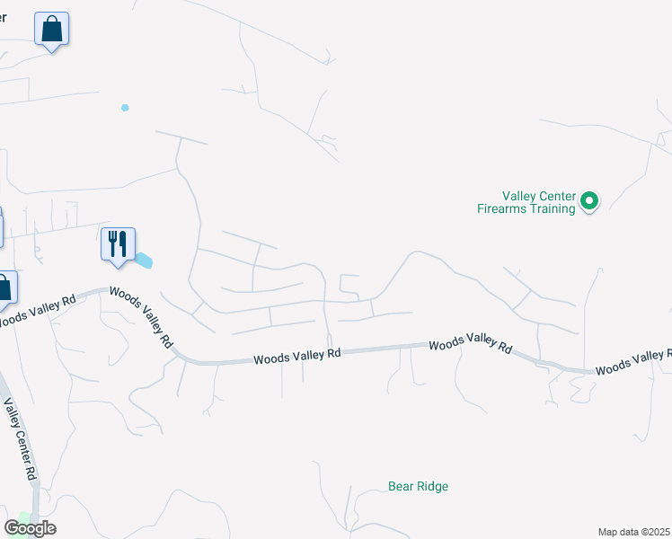 map of restaurants, bars, coffee shops, grocery stores, and more near 27050 Sunningdale Way in Valley Center