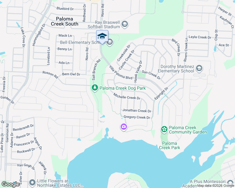 map of restaurants, bars, coffee shops, grocery stores, and more near 2029 Michelle Creek Drive in Little Elm
