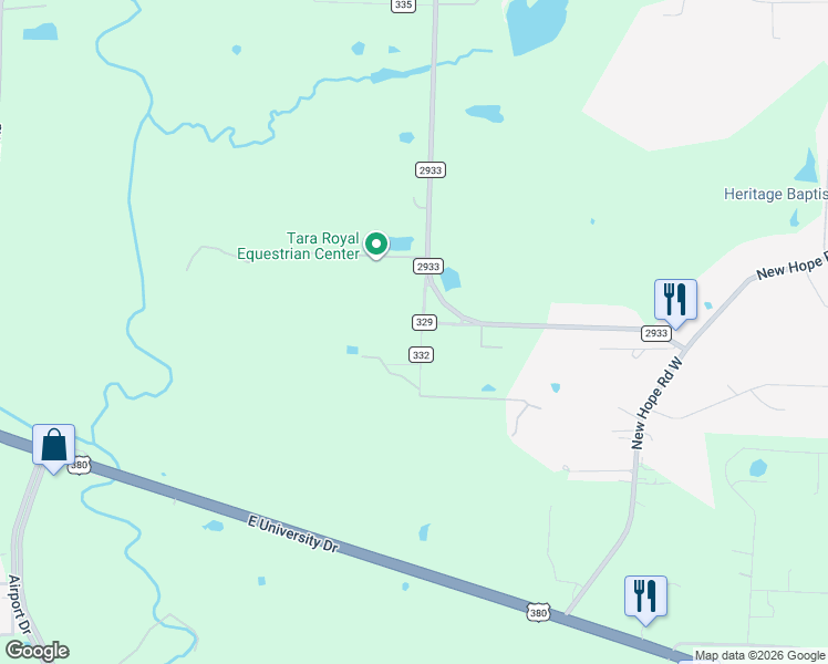 map of restaurants, bars, coffee shops, grocery stores, and more near 2571 County Road 332 in McKinney