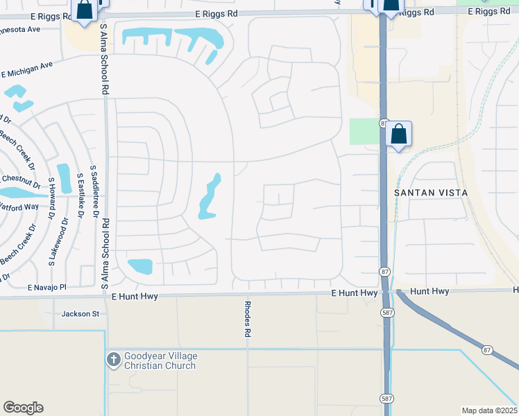 map of restaurants, bars, coffee shops, grocery stores, and more near 26202 South Buttonwood Drive in Sun Lakes