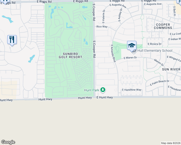 map of restaurants, bars, coffee shops, grocery stores, and more near 6800 South Oakmont Drive in Chandler
