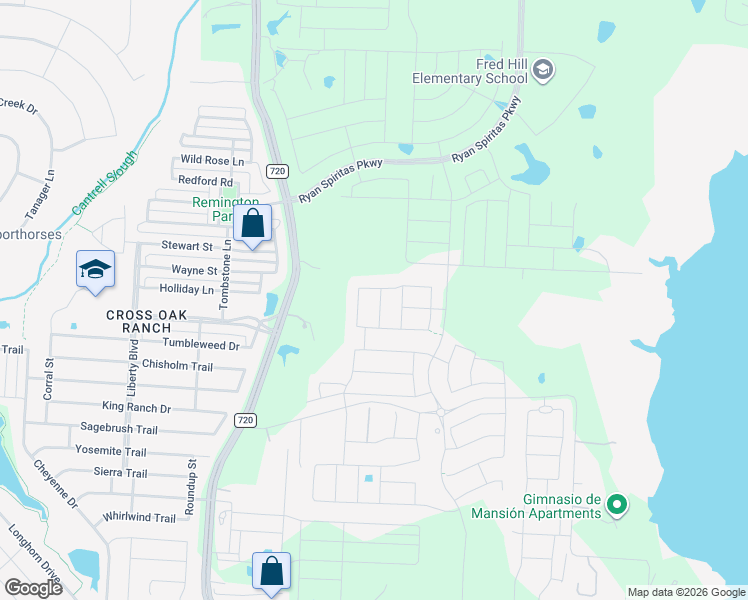 map of restaurants, bars, coffee shops, grocery stores, and more near 3655 Farm to Market 720 in Aubrey