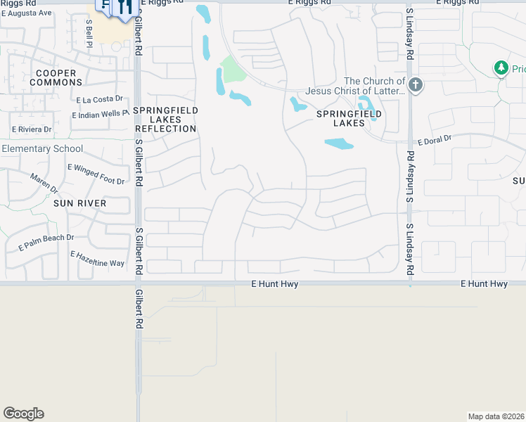 map of restaurants, bars, coffee shops, grocery stores, and more near 3442 East Peach Tree Drive in Chandler