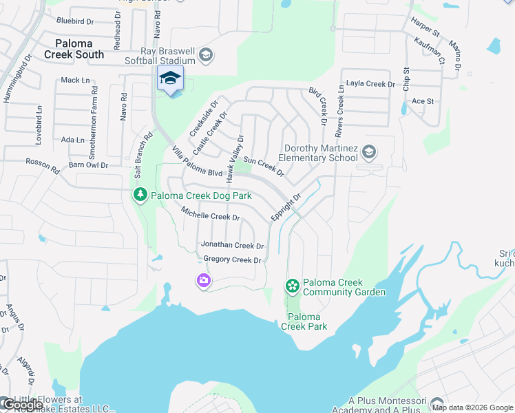 map of restaurants, bars, coffee shops, grocery stores, and more near 1424 Castle Creek in Little Elm