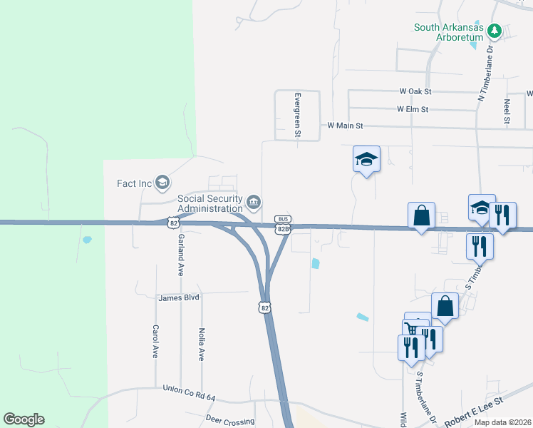 map of restaurants, bars, coffee shops, grocery stores, and more near Hollywood in El Dorado