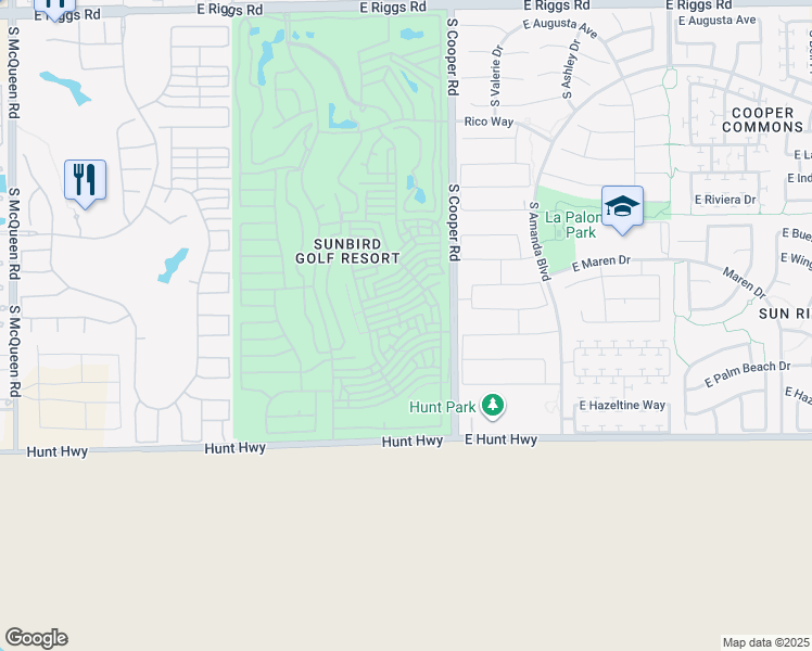 map of restaurants, bars, coffee shops, grocery stores, and more near 1853 East Peach Tree Drive in Chandler