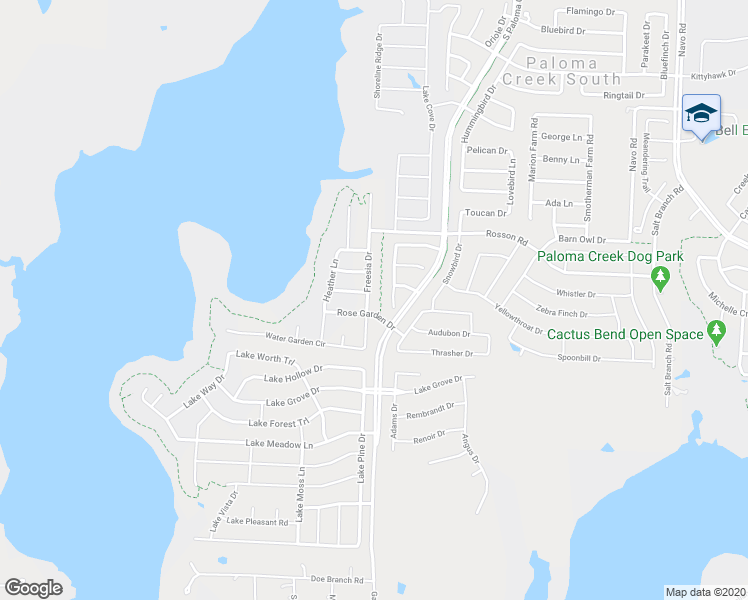 map of restaurants, bars, coffee shops, grocery stores, and more near 1305 Freesia Drive in Little Elm