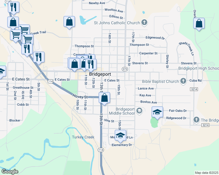 map of restaurants, bars, coffee shops, grocery stores, and more near 1102 14th St in Bridgeport