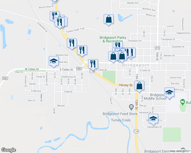 map of restaurants, bars, coffee shops, grocery stores, and more near 704 Hovey Street in Bridgeport