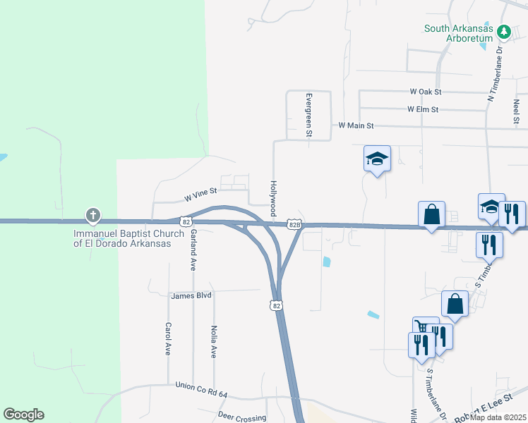 map of restaurants, bars, coffee shops, grocery stores, and more near 2600 West Hillsboro Street in El Dorado