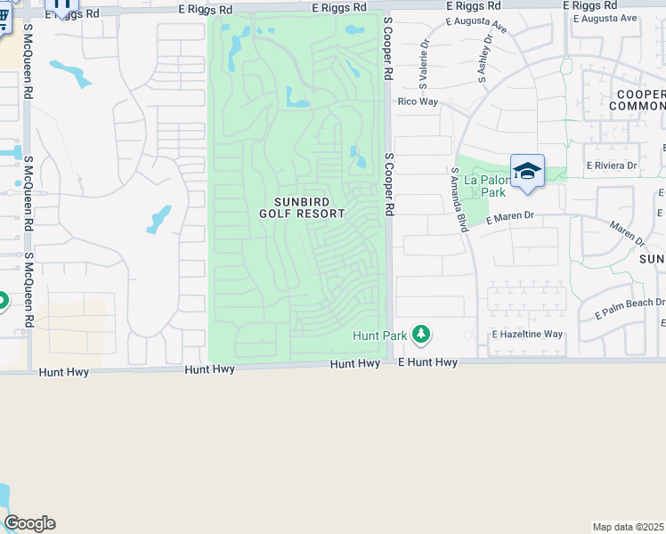 map of restaurants, bars, coffee shops, grocery stores, and more near 1853 East Peach Tree Drive in Chandler
