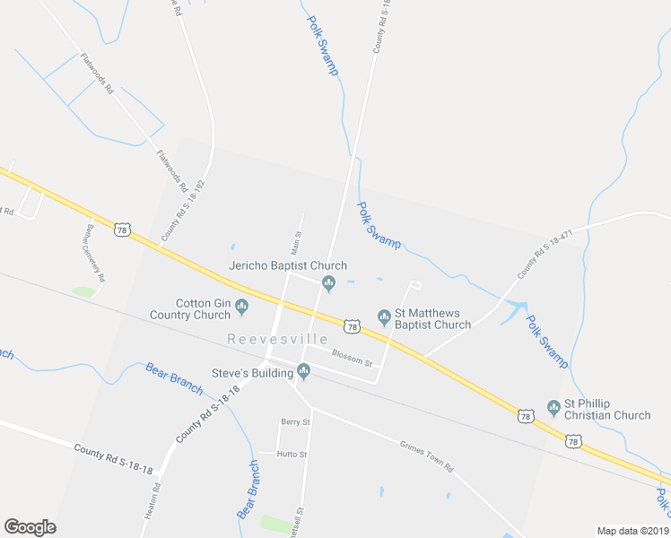 map of restaurants, bars, coffee shops, grocery stores, and more near 404 Rigby Street in Reevesville