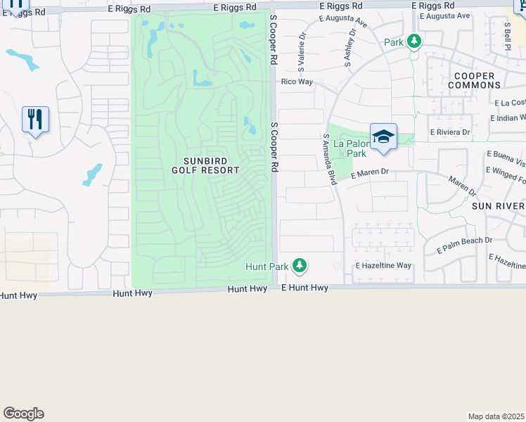map of restaurants, bars, coffee shops, grocery stores, and more near 6800 South Oakmont Drive in Chandler
