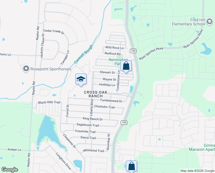 map of restaurants, bars, coffee shops, grocery stores, and more near 8916 Holliday Lane in Cross Roads