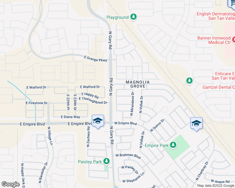 map of restaurants, bars, coffee shops, grocery stores, and more near 36262 North Murray Grey Drive in Queen Creek