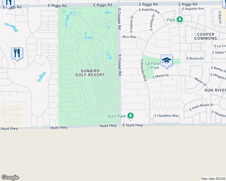 map of restaurants, bars, coffee shops, grocery stores, and more near 6800 South Oakmont Drive in Chandler