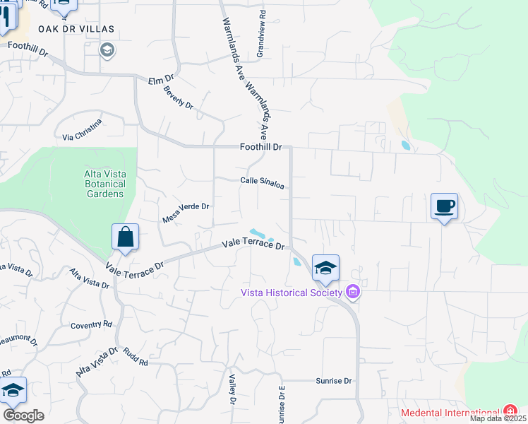 map of restaurants, bars, coffee shops, grocery stores, and more near 817 Avenida Taxco in Vista
