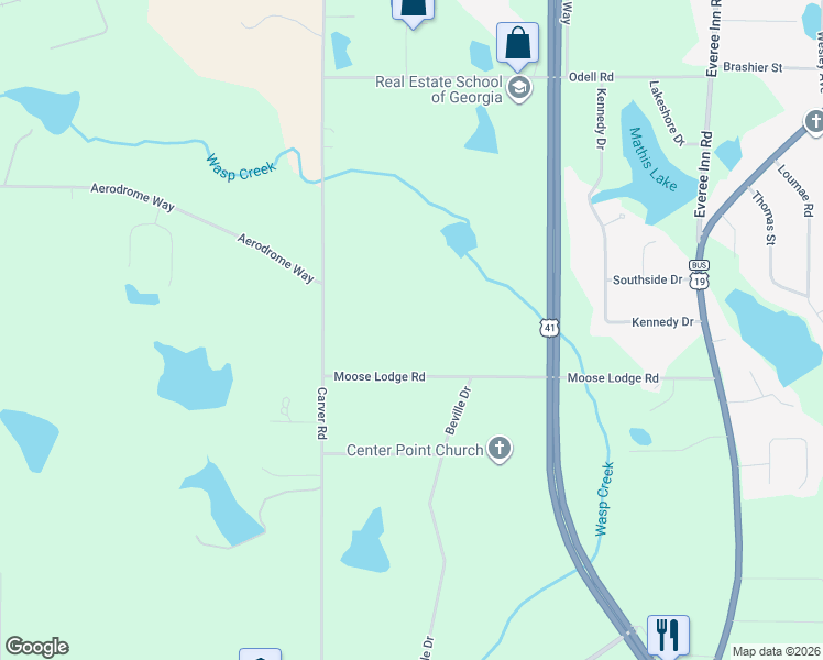 map of restaurants, bars, coffee shops, grocery stores, and more near 351 Moose Lodge Road in Griffin