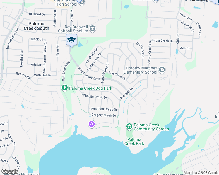 map of restaurants, bars, coffee shops, grocery stores, and more near 1424 Castle Creek in Little Elm