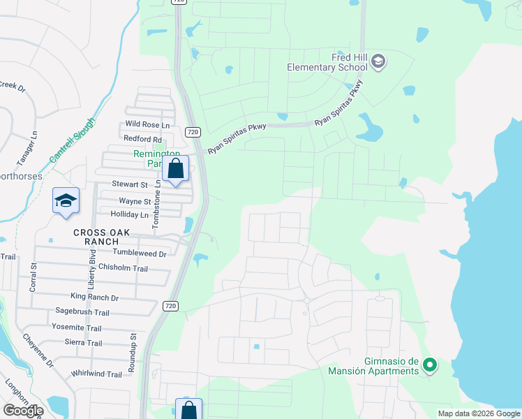 map of restaurants, bars, coffee shops, grocery stores, and more near 3655 Farm to Market 720 in Aubrey