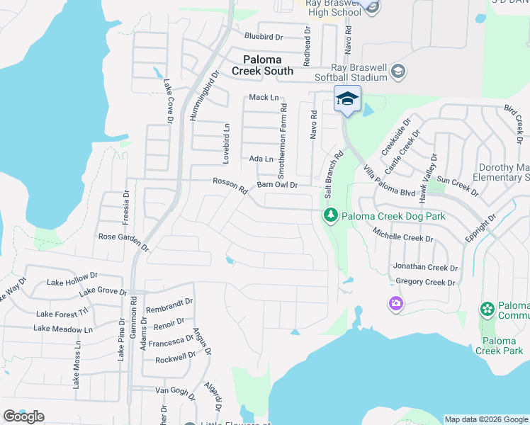map of restaurants, bars, coffee shops, grocery stores, and more near 1700 West Rosson Road in Little Elm