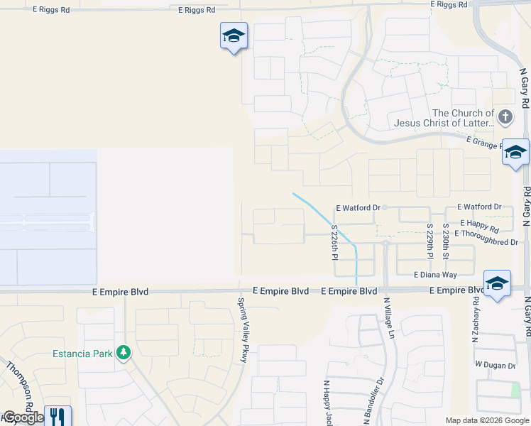 map of restaurants, bars, coffee shops, grocery stores, and more near 26161-26731 South Signal Butte Road in Queen Creek