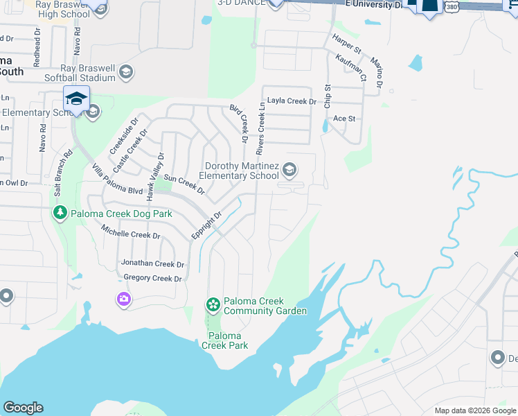 map of restaurants, bars, coffee shops, grocery stores, and more near 1224 Rivers Creek Lane in Little Elm