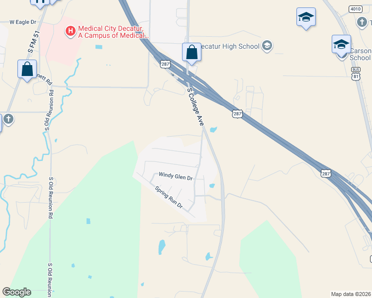 map of restaurants, bars, coffee shops, grocery stores, and more near 304 Circle Drive in Decatur