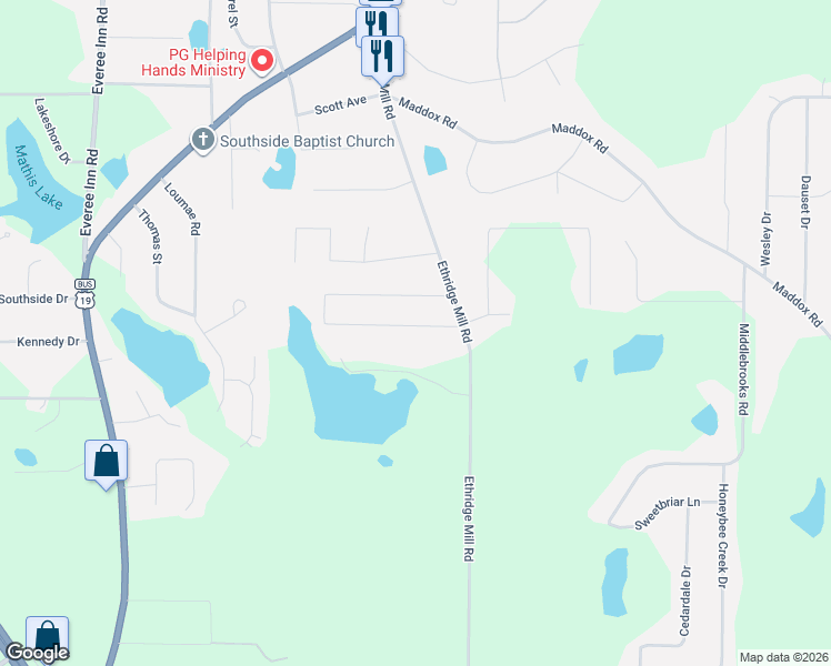 map of restaurants, bars, coffee shops, grocery stores, and more near 109 Woodmont Drive in Griffin