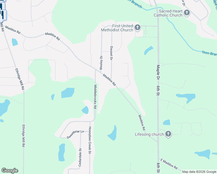 map of restaurants, bars, coffee shops, grocery stores, and more near 1450 Dauset Drive in Griffin