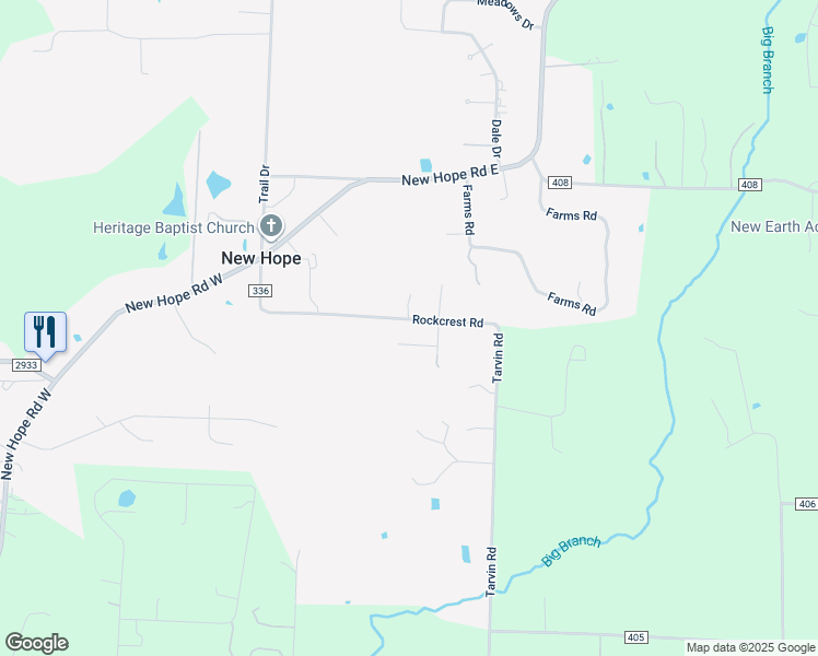 map of restaurants, bars, coffee shops, grocery stores, and more near 421 Rockcrest Road in McKinney