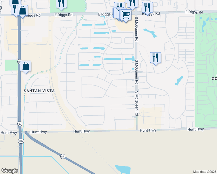 map of restaurants, bars, coffee shops, grocery stores, and more near 773 East Fieldstone Place in Chandler