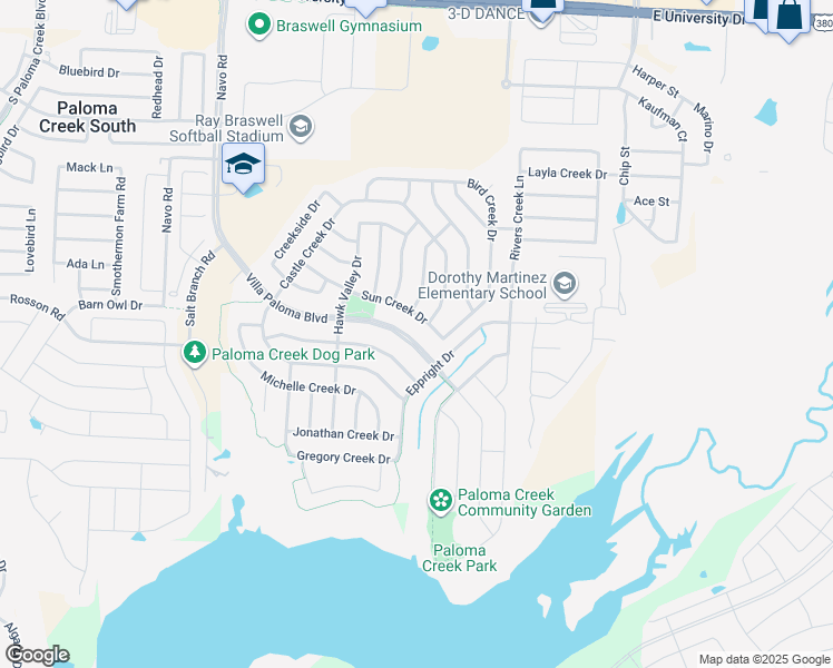 map of restaurants, bars, coffee shops, grocery stores, and more near 1405 Villa Paloma Boulevard in Little Elm