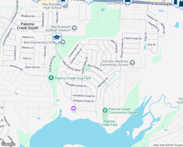 map of restaurants, bars, coffee shops, grocery stores, and more near 1313 Villa Paloma Boulevard in Little Elm