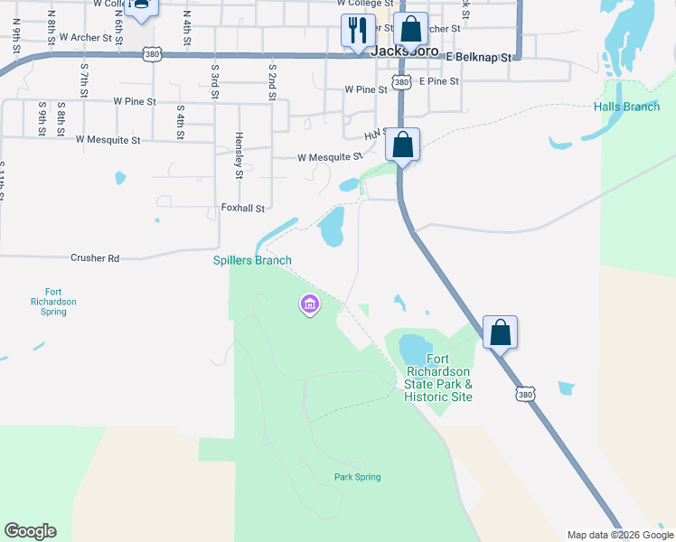 map of restaurants, bars, coffee shops, grocery stores, and more near 602 Depot Street in Jacksboro