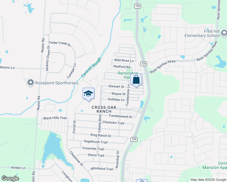map of restaurants, bars, coffee shops, grocery stores, and more near 8916 Stewart Street in Cross Roads
