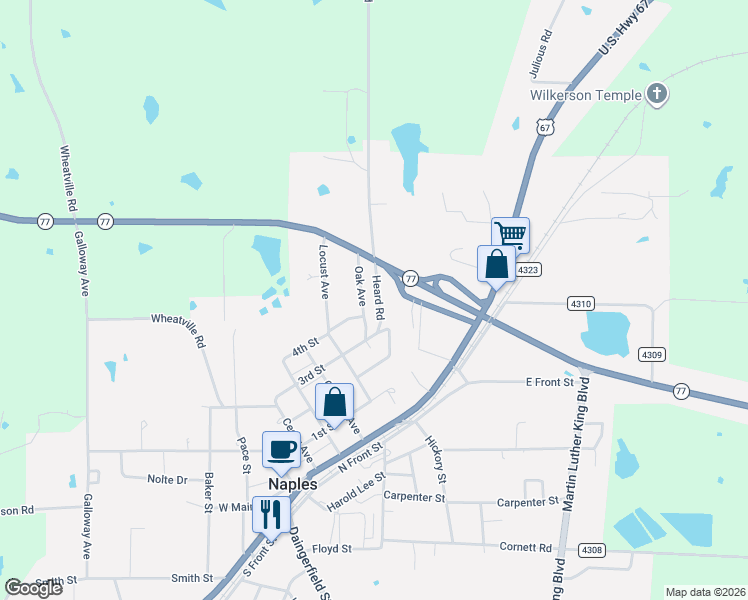 map of restaurants, bars, coffee shops, grocery stores, and more near 204 Heard Road in Naples