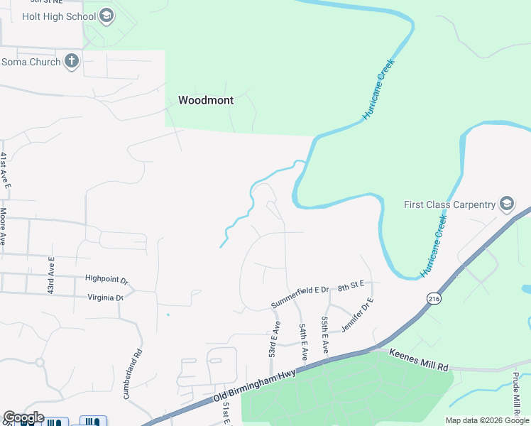 map of restaurants, bars, coffee shops, grocery stores, and more near 600 54th Avenue East in Tuscaloosa