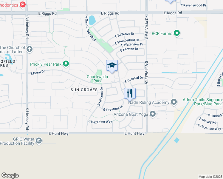 map of restaurants, bars, coffee shops, grocery stores, and more near 4665 East Westchester Drive in Chandler