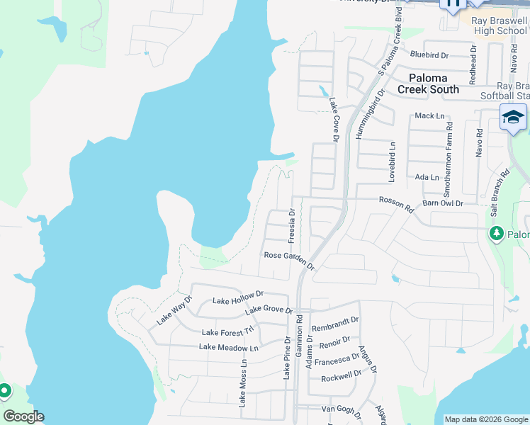 map of restaurants, bars, coffee shops, grocery stores, and more near 1104 Heather Lane in Little Elm