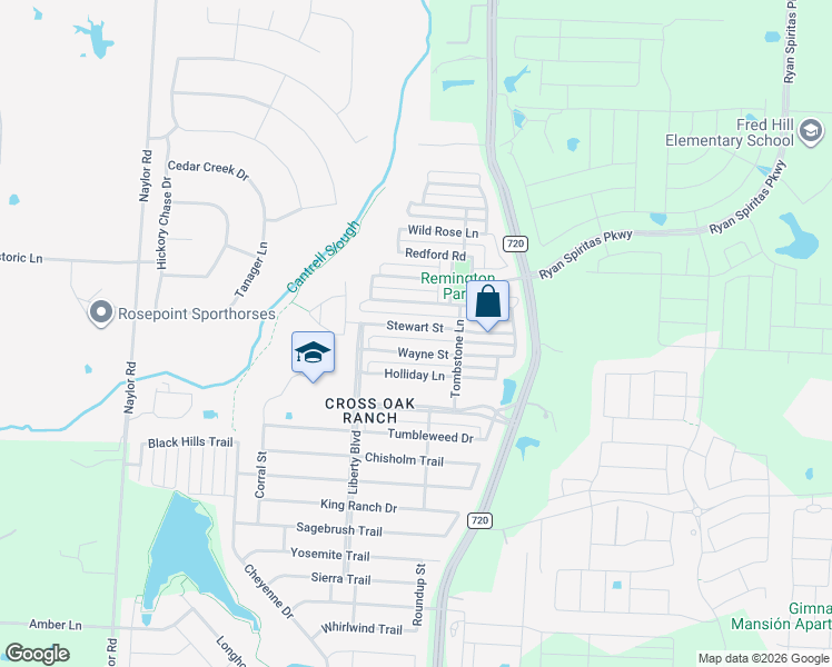 map of restaurants, bars, coffee shops, grocery stores, and more near 8916 Stewart Street in Cross Roads