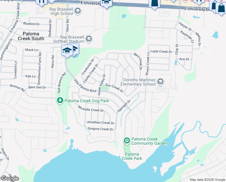 map of restaurants, bars, coffee shops, grocery stores, and more near 1313 Villa Paloma Boulevard in Little Elm