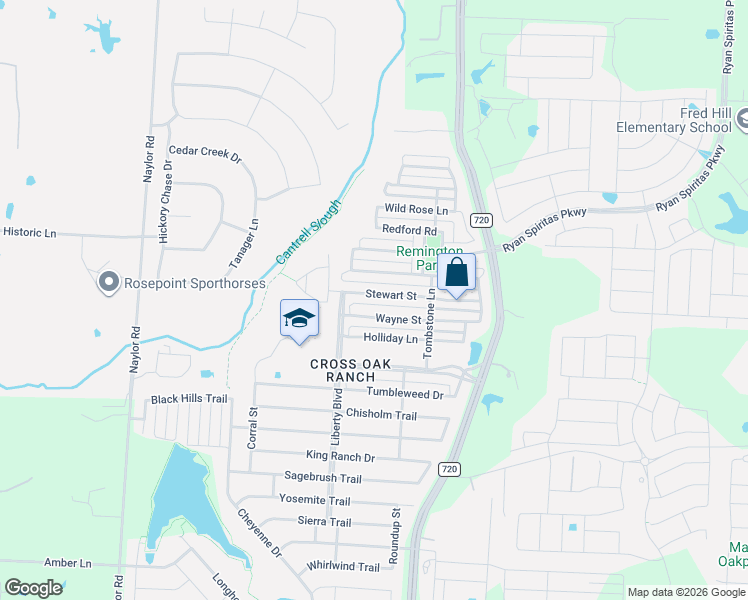 map of restaurants, bars, coffee shops, grocery stores, and more near 8842 Stewart Street in Cross Roads