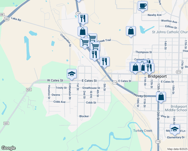 map of restaurants, bars, coffee shops, grocery stores, and more near 306 Halsell Street in Bridgeport