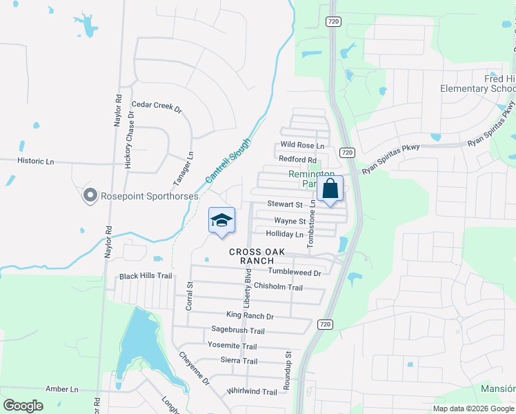 map of restaurants, bars, coffee shops, grocery stores, and more near 8813 Wayne Street in Cross Roads
