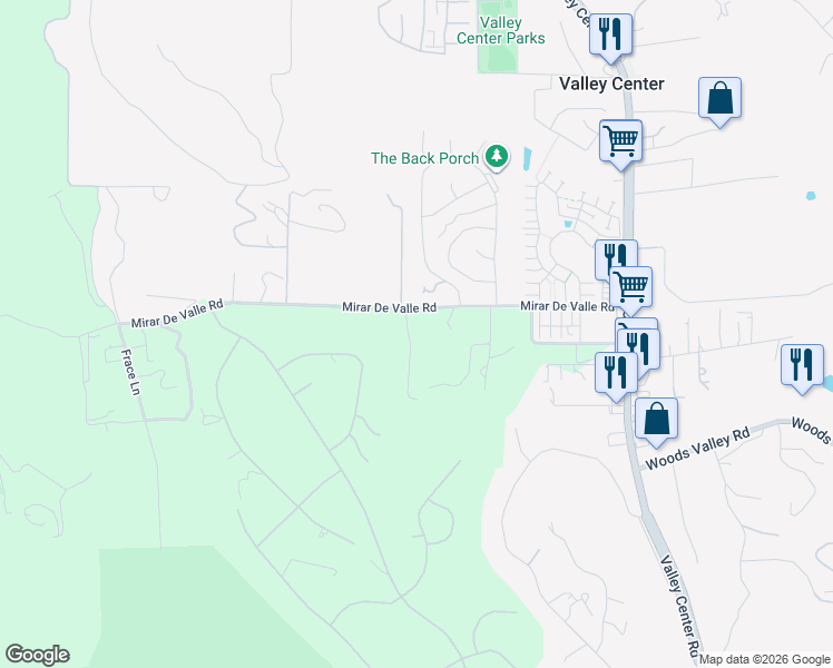 map of restaurants, bars, coffee shops, grocery stores, and more near 13413 Mirar De Valle Road in Valley Center