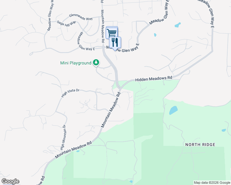 map of restaurants, bars, coffee shops, grocery stores, and more near 27614 Mountain Meadow Road in Escondido