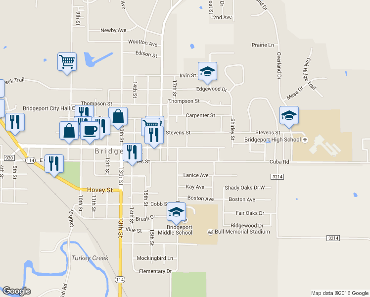 map of restaurants, bars, coffee shops, grocery stores, and more near 1706 Halsell Street in Bridgeport